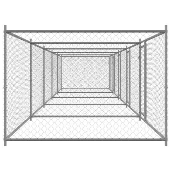 vidaXL Chenil pour chiens avec portes Gris 10x2x1,5 m Acier galvanisé