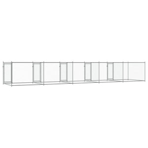 vidaXL Chenil pour chiens avec portes Gris 10x2x1,5 m Acier galvanisé