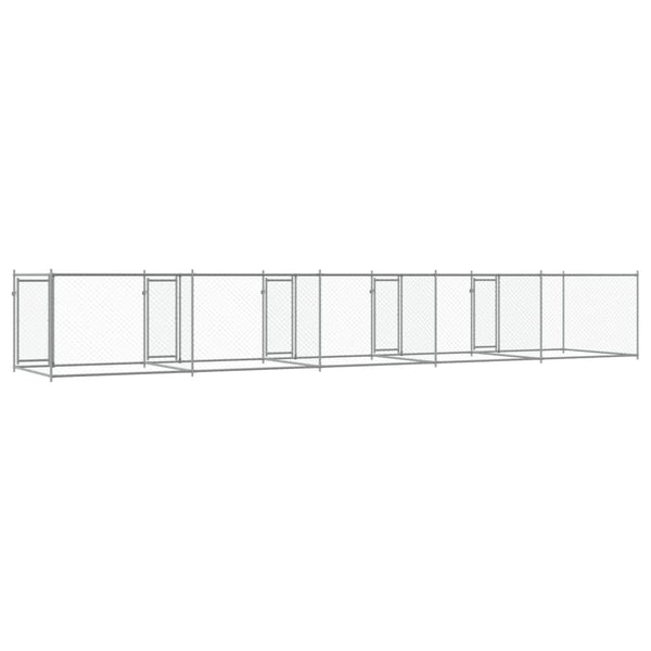 vidaXL Chenil pour chiens avec portes Gris 10x2x1,5 m Acier galvanisé