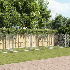 vidaXL Chenil pour chiens avec portes Gris 10x2x1,5 m Acier galvanisé