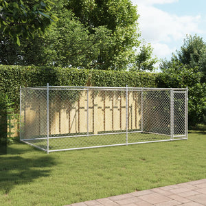 Hundezwinger mit Tür 4x2x1,5m Grau