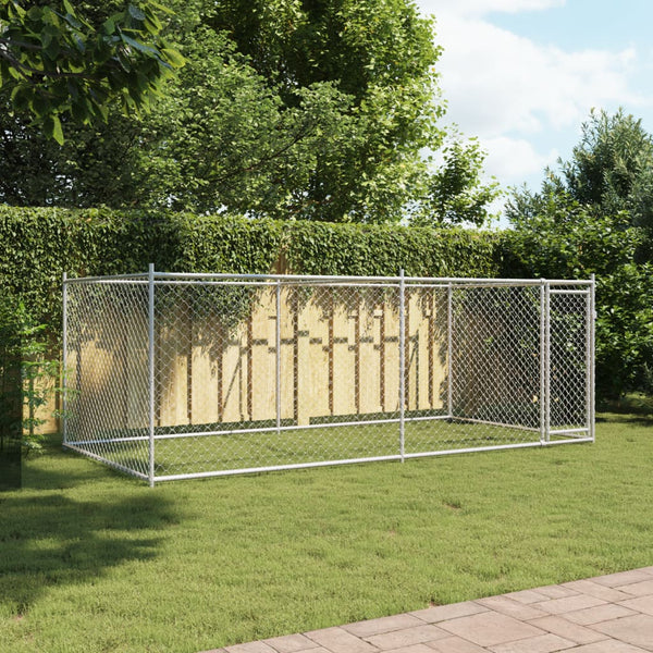 Hundezwinger mit Tür 4x2x1,5m Grau