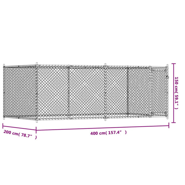 Hundezwinger mit Tür 4x2x1,5m Grau