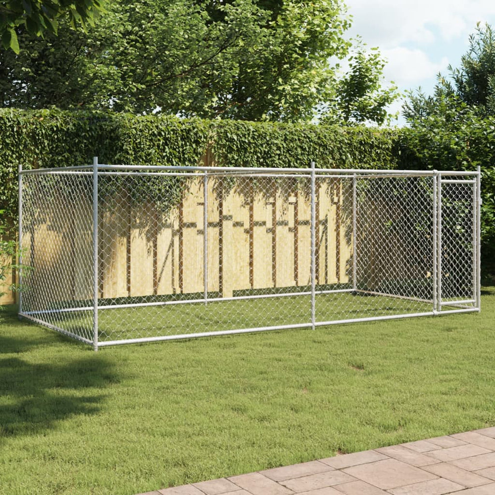 Hundezwinger mit Tür 4x2x1,5m Grau