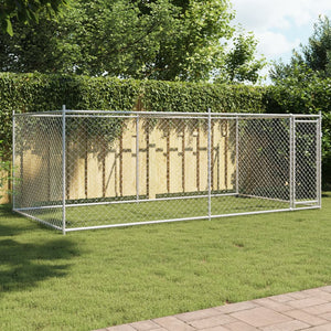 Hundezwinger mit Tür 4x2x1,5m Grau