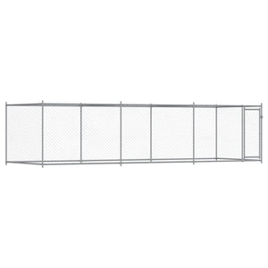 vidaXL Chenil avec porte Gris 6x2x1,5 m Acier galvanisé