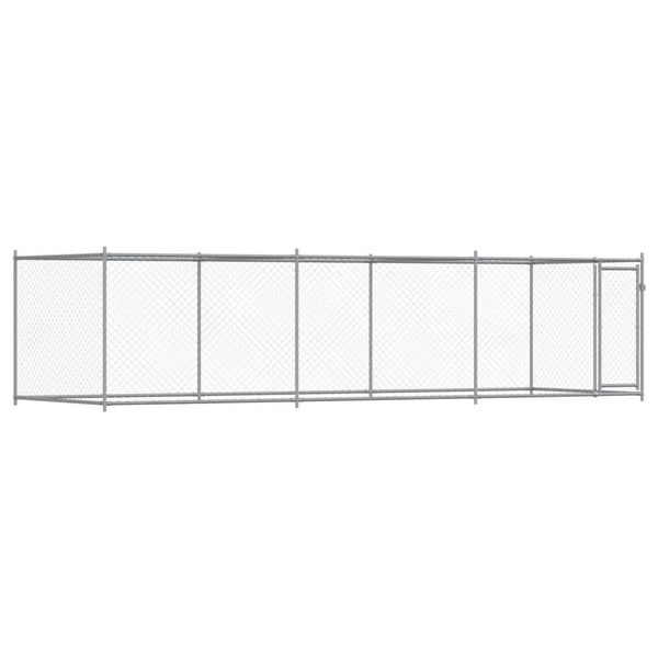 vidaXL Chenil avec porte Gris 6x2x1,5 m Acier galvanisé