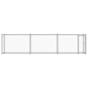 vidaXL Chenil avec porte Gris 6x2x1,5 m Acier galvanisé