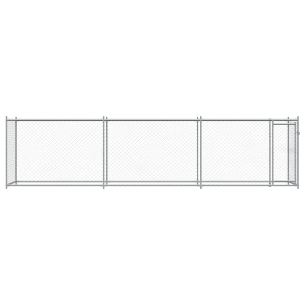 vidaXL Chenil avec porte Gris 6x2x1,5 m Acier galvanisé