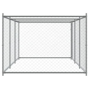 vidaXL Chenil avec porte Gris 6x2x1,5 m Acier galvanisé