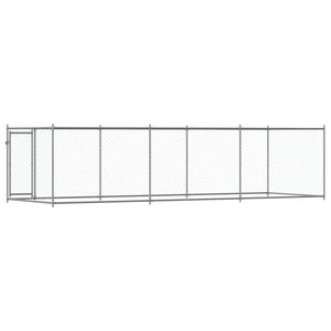 vidaXL Chenil avec porte Gris 6x2x1,5 m Acier galvanisé
