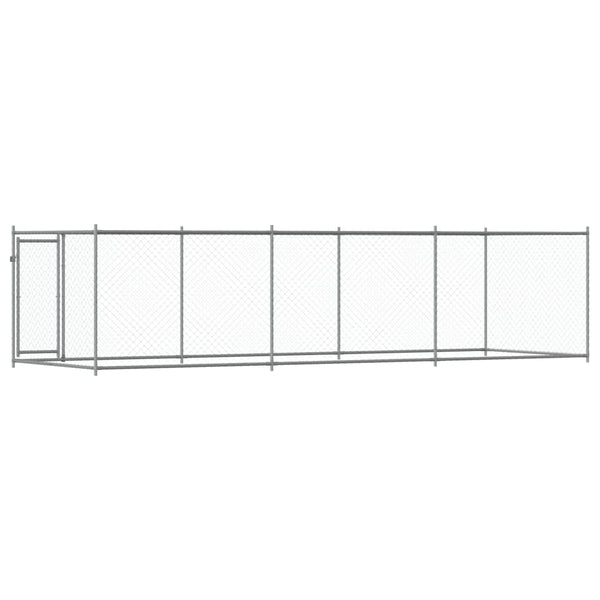 vidaXL Chenil avec porte Gris 6x2x1,5 m Acier galvanisé