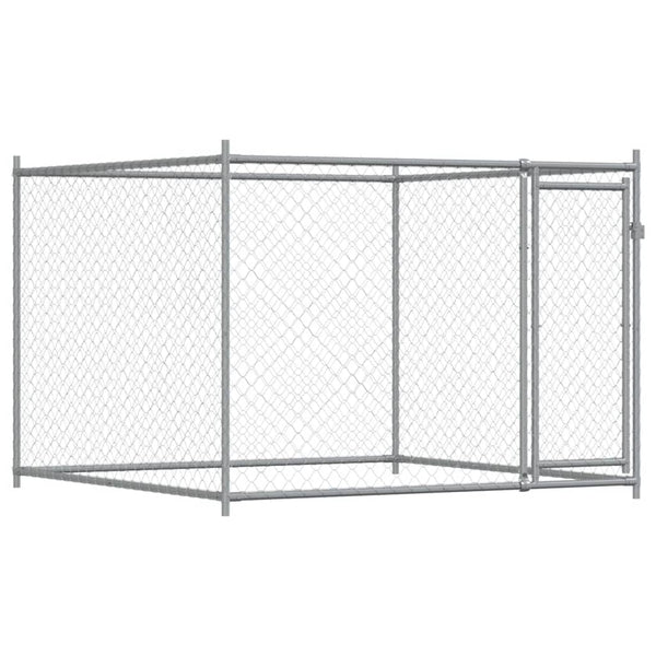 vidaXL Chenil avec porte Gris 6x2x1,5 m Acier galvanisé
