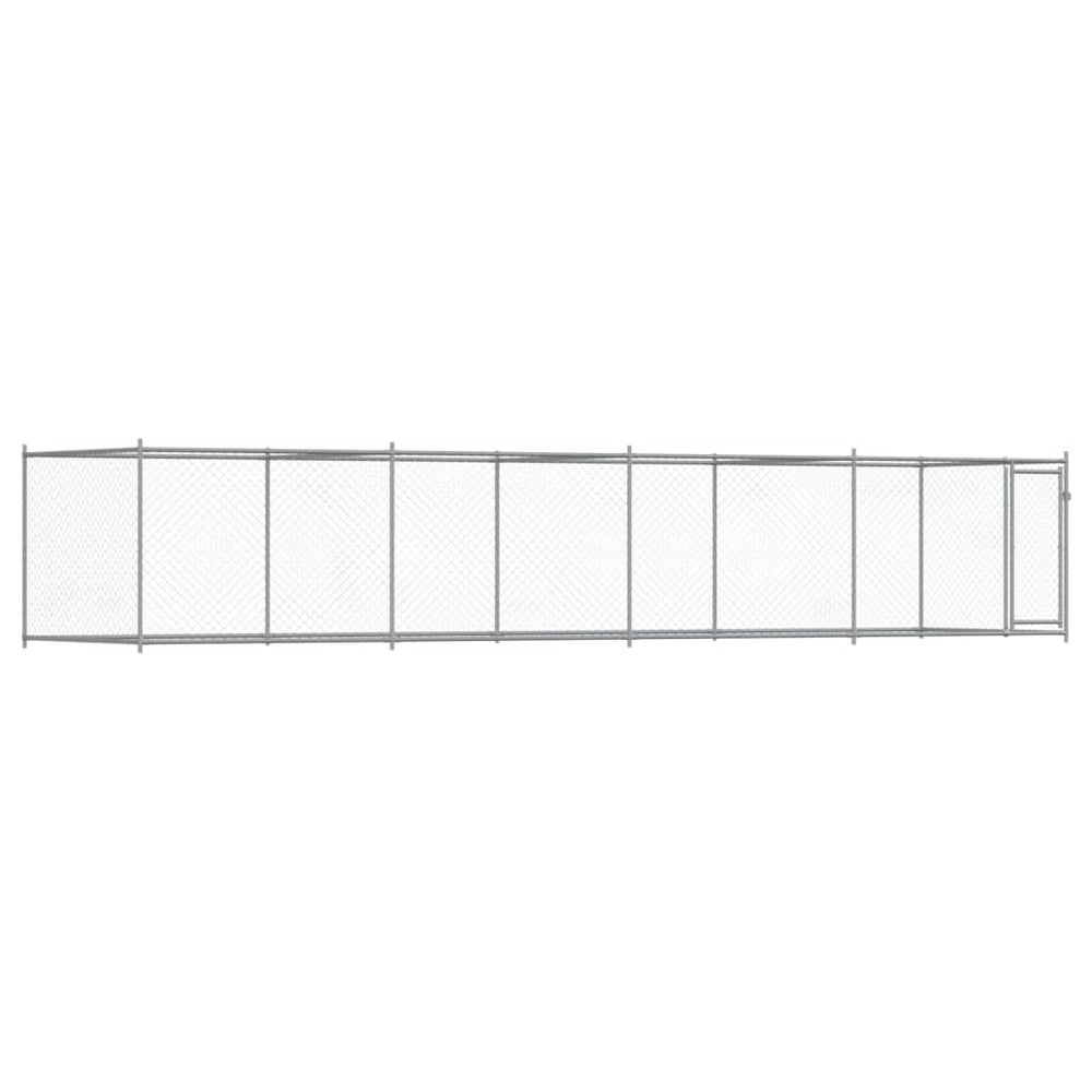 Hundezwinger mit Tür 8x2x1,5m Grau Verzinkt