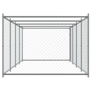 vidaXL Enclos pour chiens avec porte Gris 8x2x1,5 m Acier galvanisé