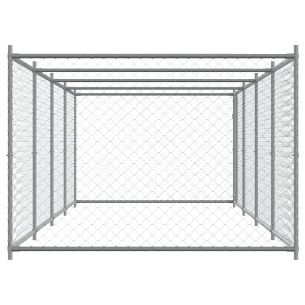 vidaXL Enclos pour chiens avec porte Gris 8x2x1,5 m Acier galvanisé