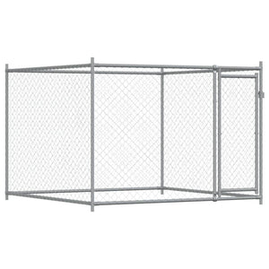 vidaXL Enclos pour chiens avec porte Gris 8x2x1,5 m Acier galvanisé