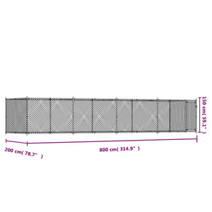 vidaXL Enclos pour chiens avec porte Gris 8x2x1,5 m Acier galvanisé