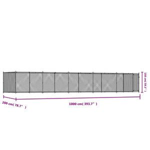 Hundezwinger mit Tür 10x2x1,5m Grau