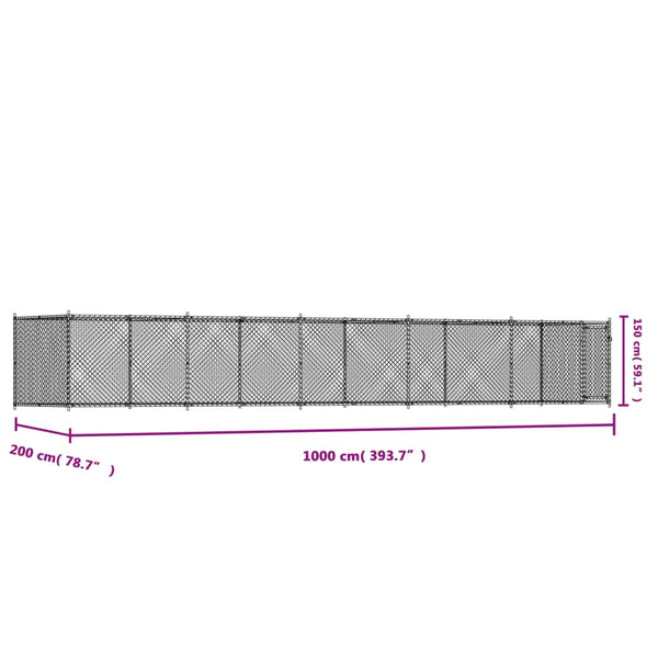 Hundezwinger mit Tür 10x2x1,5m Grau