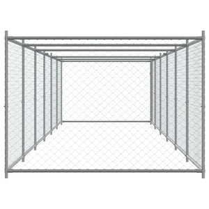 vidaXL Chenil pour chien avec porte Gris 12x2x1,5 m Acier galvanisé