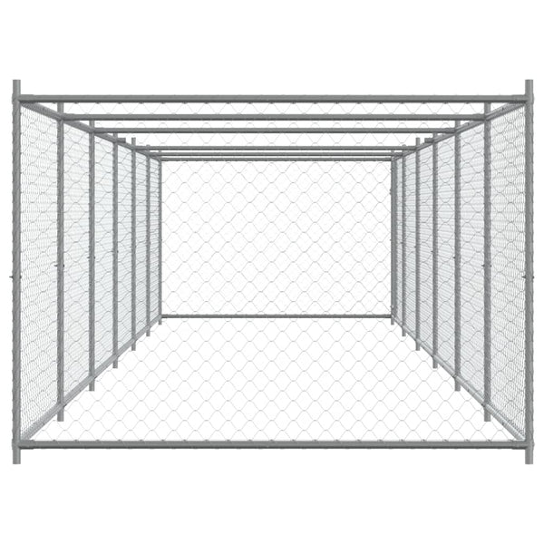 vidaXL Chenil pour chien avec porte Gris 12x2x1,5 m Acier galvanisé