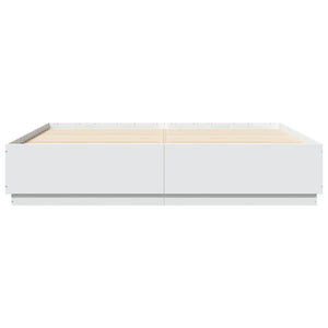 vidaXL Cadre de lit avec LED Blanc 200x200 cm Bois d'ingénierie