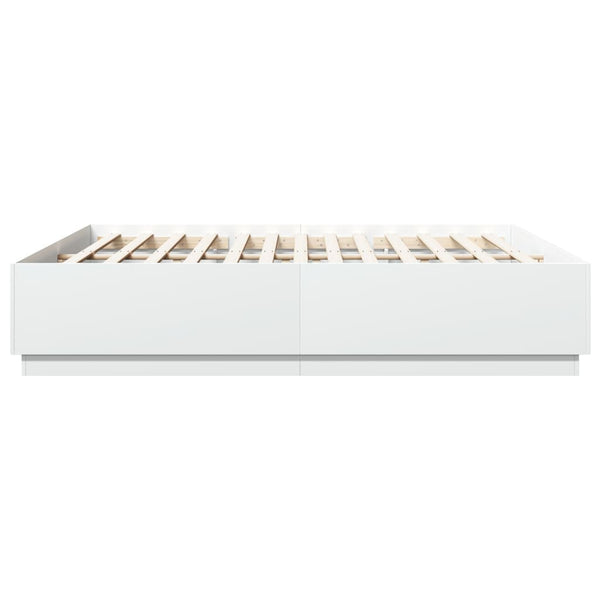 vidaXL Cadre de lit avec LED Blanc 200x200 cm Bois d'ingénierie