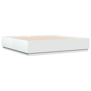 vidaXL Cadre de lit avec LED Blanc 200x200 cm Bois d'ingénierie