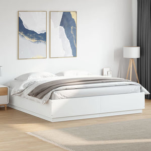 vidaXL Cadre de lit avec LED Blanc 200x200 cm Bois d'ingénierie