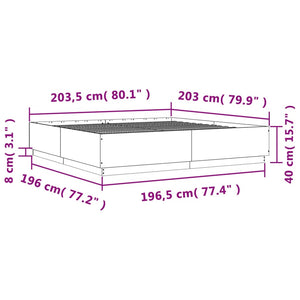 Bettgestell mit LED Schwarz 200x200 cm