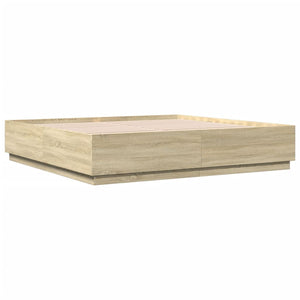 Bettgestell mit LED Sonoma Eiche 200x200 cm