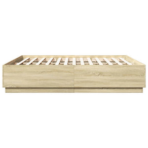 Bettgestell mit LED Sonoma Eiche 200x200 cm
