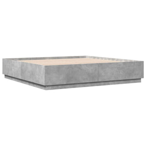 vidaXL Cadre de lit avec LED Gris Ciment 200x200 cm Bois d'ingénierie