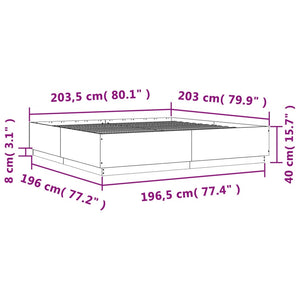 vidaXL Cadre de lit avec LED Gris Ciment 200x200 cm Bois d'ingénierie