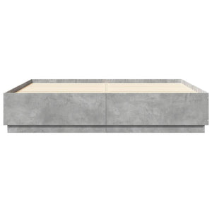 vidaXL Cadre de lit avec LED Gris Ciment 200x200 cm Bois d'ingénierie