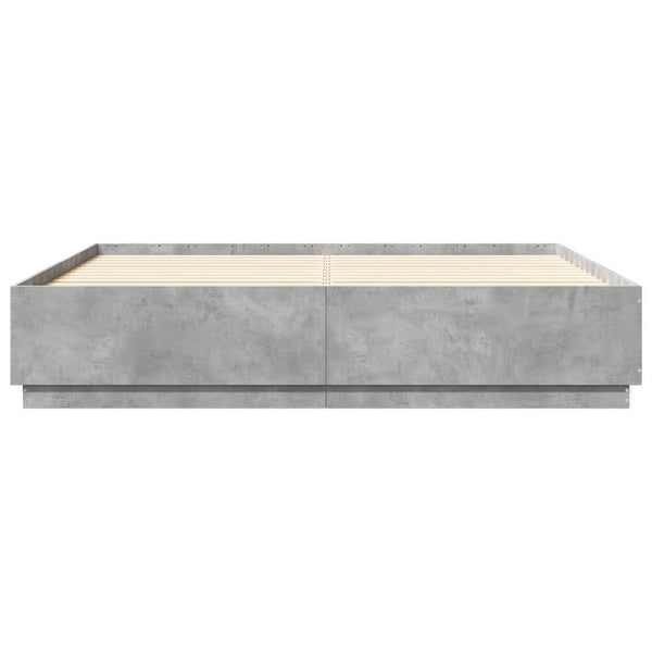 vidaXL Cadre de lit avec LED Gris Ciment 200x200 cm Bois d'ingénierie