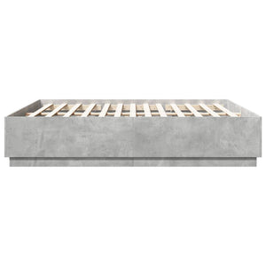 vidaXL Cadre de lit avec LED Gris Ciment 200x200 cm Bois d'ingénierie