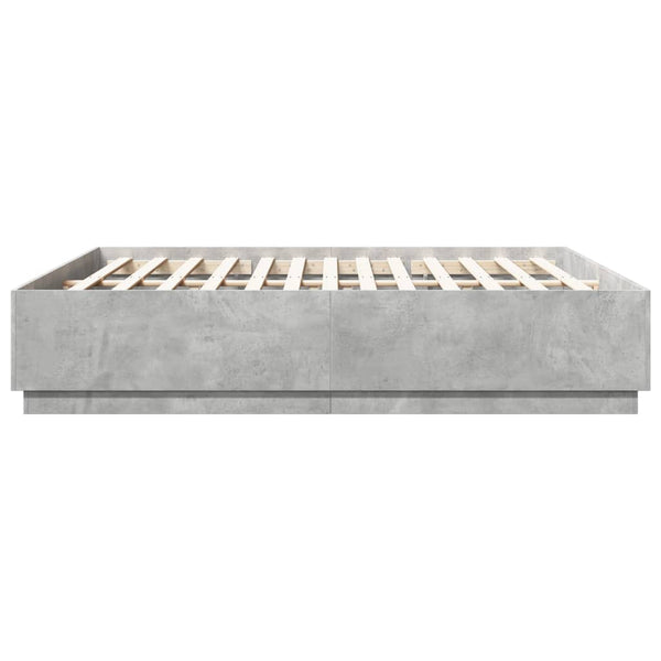 vidaXL Cadre de lit avec LED Gris Ciment 200x200 cm Bois d'ingénierie
