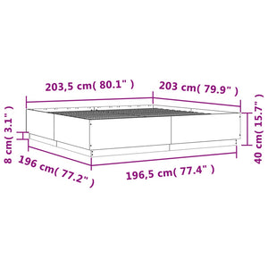 vidaXL Cadre de lit avec LED gris sonoma 200x200 cm Aggloméré