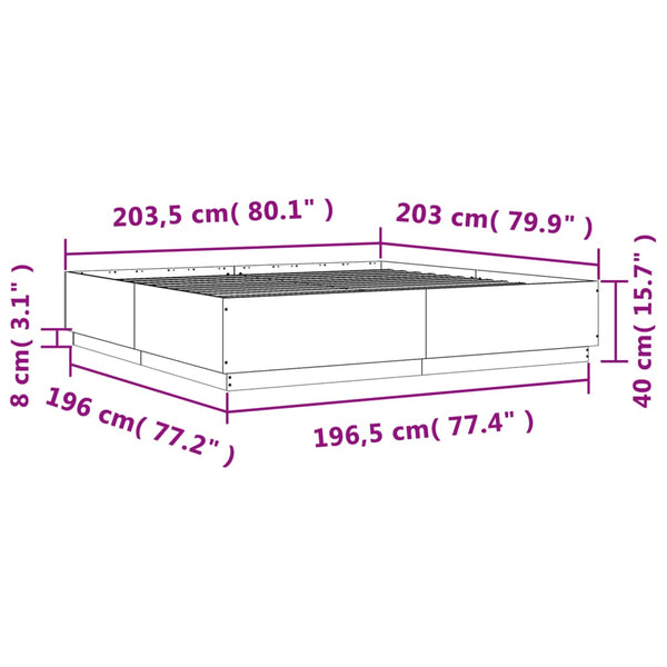 vidaXL Cadre de lit avec LED gris sonoma 200x200 cm Aggloméré
