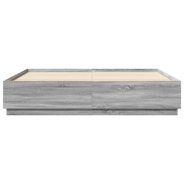 vidaXL Cadre de lit avec LED gris sonoma 200x200 cm Aggloméré