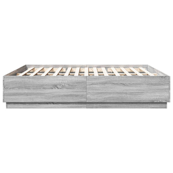 vidaXL Cadre de lit avec LED gris sonoma 200x200 cm Aggloméré
