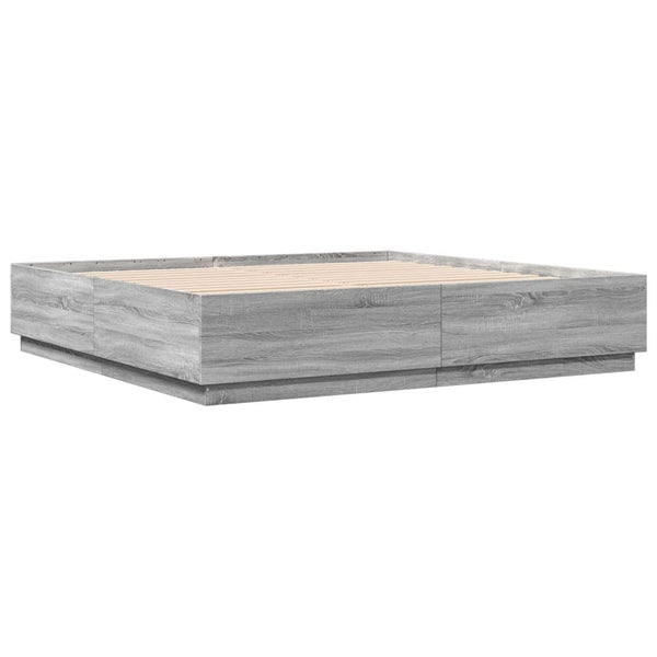 vidaXL Cadre de lit avec LED gris sonoma 200x200 cm Aggloméré