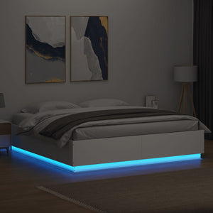 Bettgestell mit LED Weiß 180x200 cm