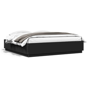 Bettgestell mit LED Schwarz 180x200 cm