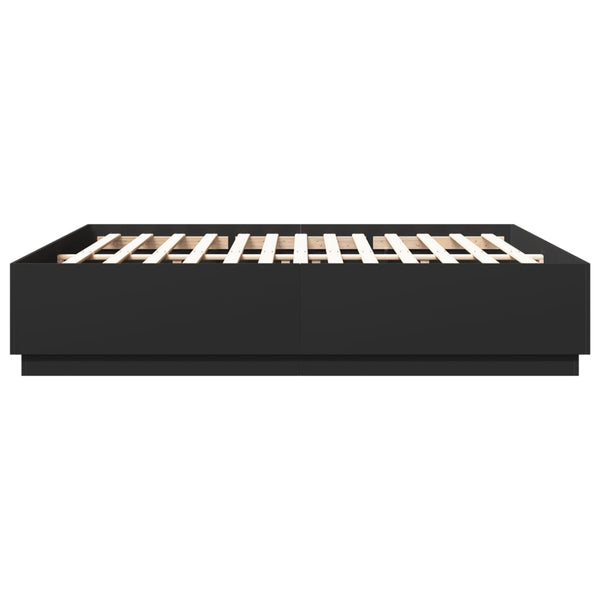 Bettgestell mit LED Schwarz 180x200 cm