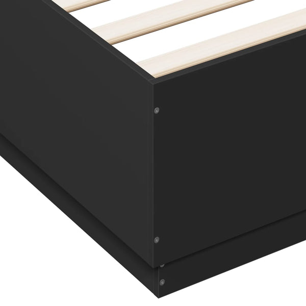 Bettgestell mit LED Schwarz 180x200 cm