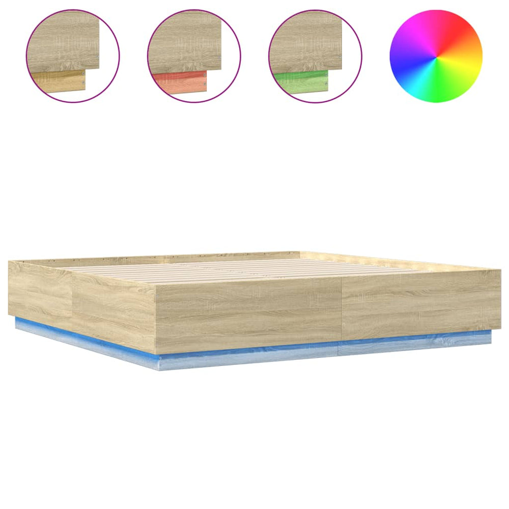 Bettgestell mit LED 180x200 cm Sonoma Eiche