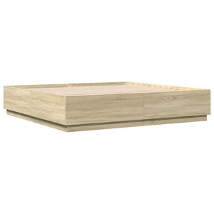 Bettgestell mit LED 180x200 cm Sonoma Eiche